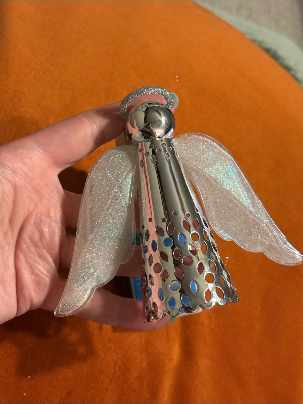 Silver Angel Wallflower Night Light with Glitter Wings